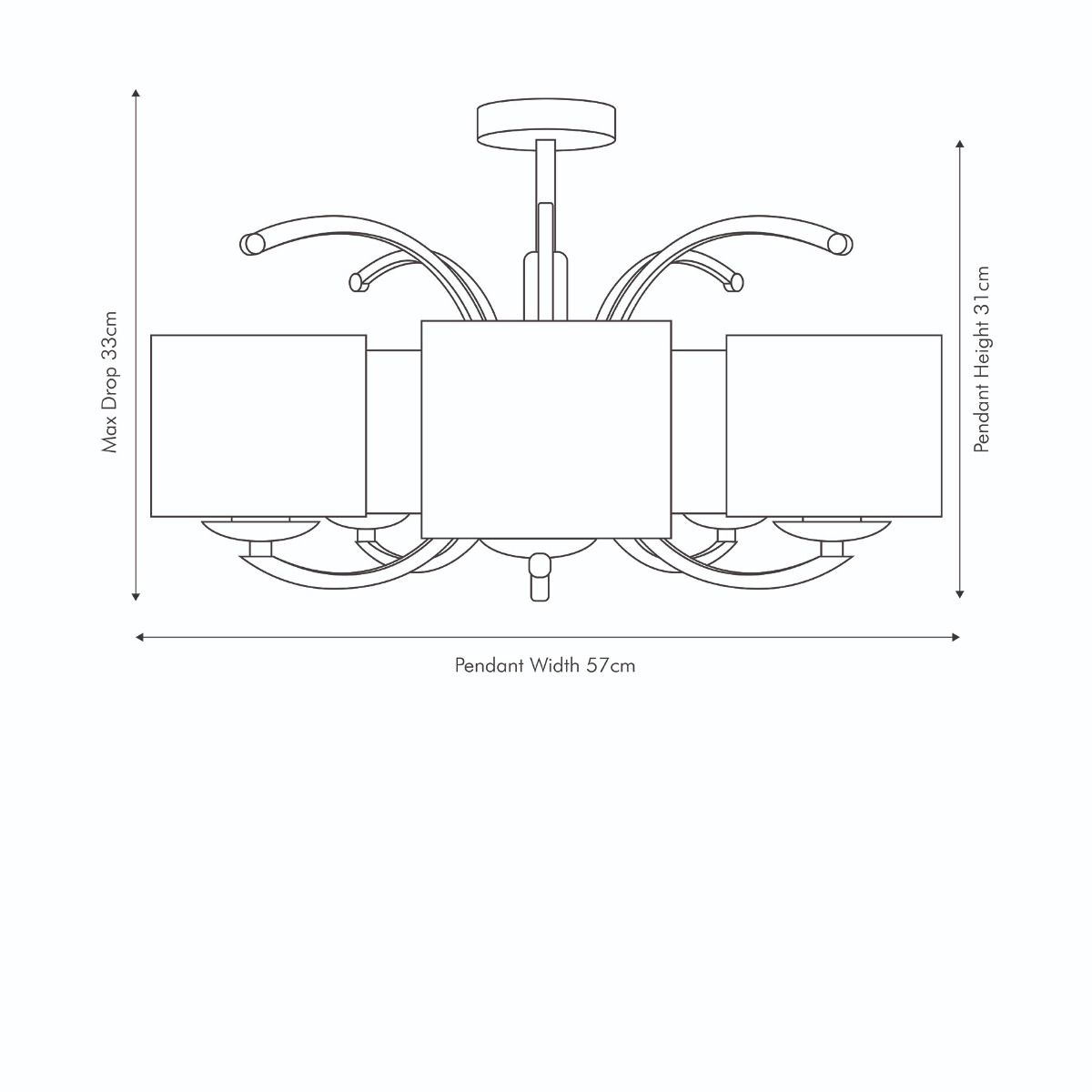 Arcadia 5 Light Ceiling Light Polished Chrome