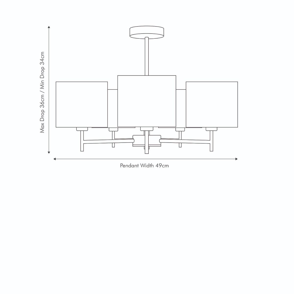 Plaza 5 Light Semi Flush Ceiling Light