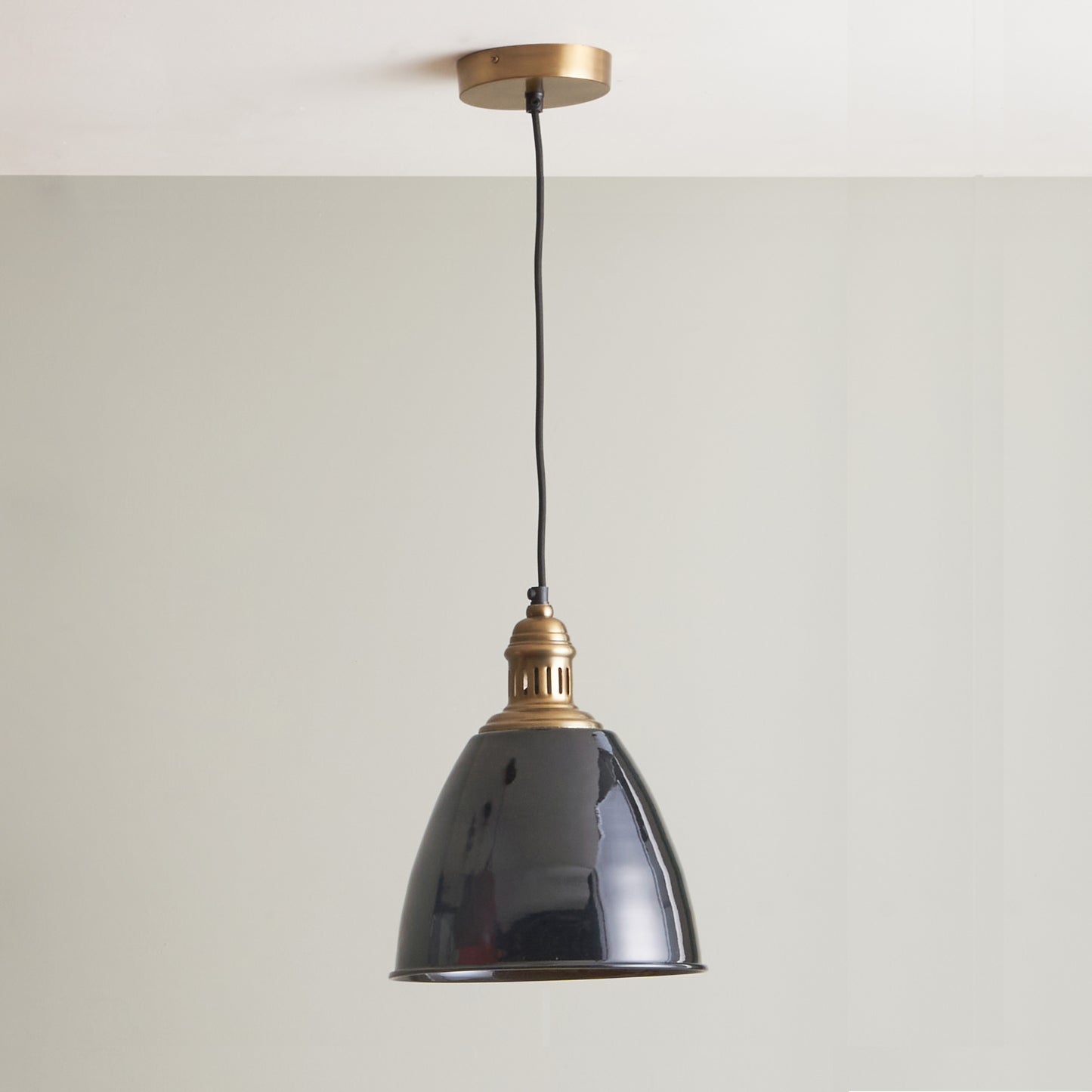 Piccolo Black & Antique Brass Ceiling Pendant