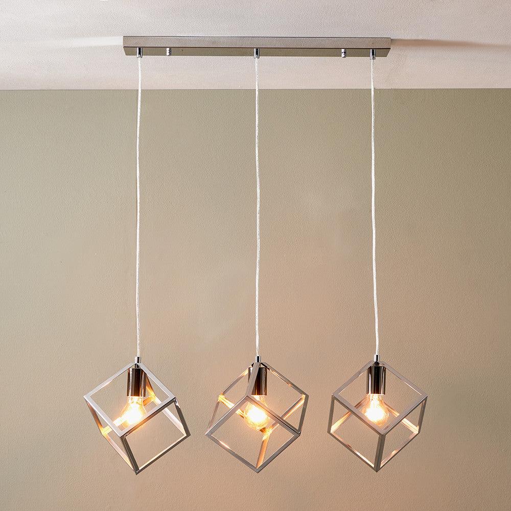 Alessio Nickel Metal Three Cube Pendant Bar