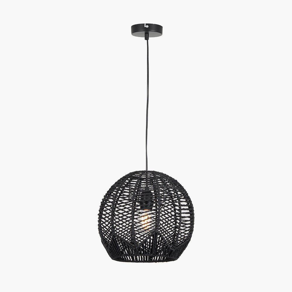 Sibuco Woven Paper Pendant in Black