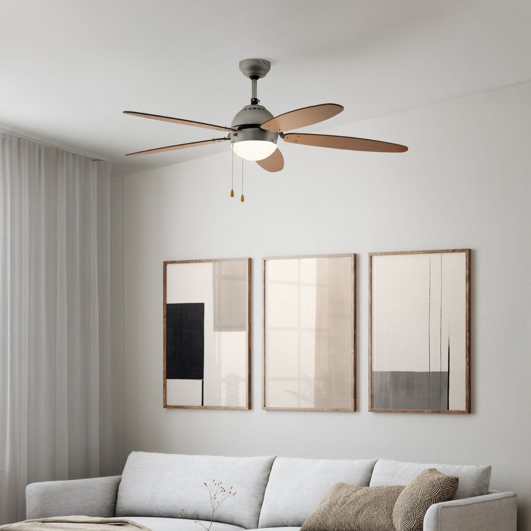 Susale Nickel & Wood Ceiling Fan Light