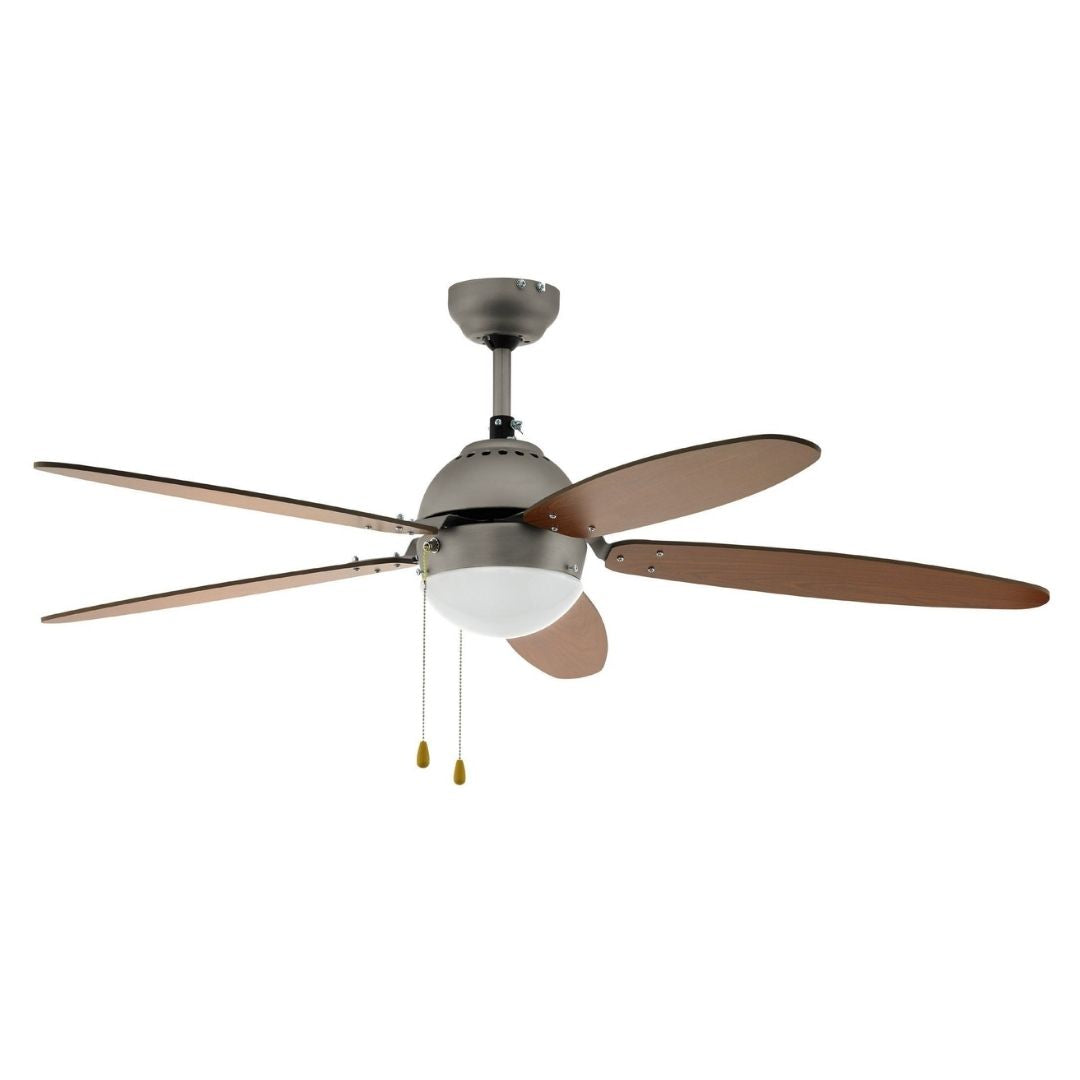 Susale Nickel & Wood Ceiling Fan Light
