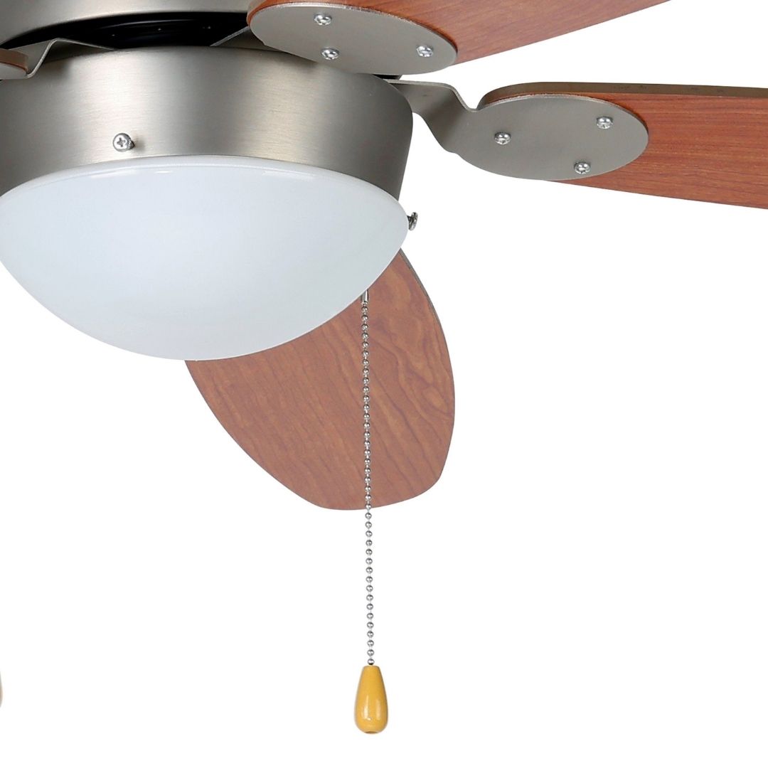 Susale Nickel & Wood Ceiling Fan Light