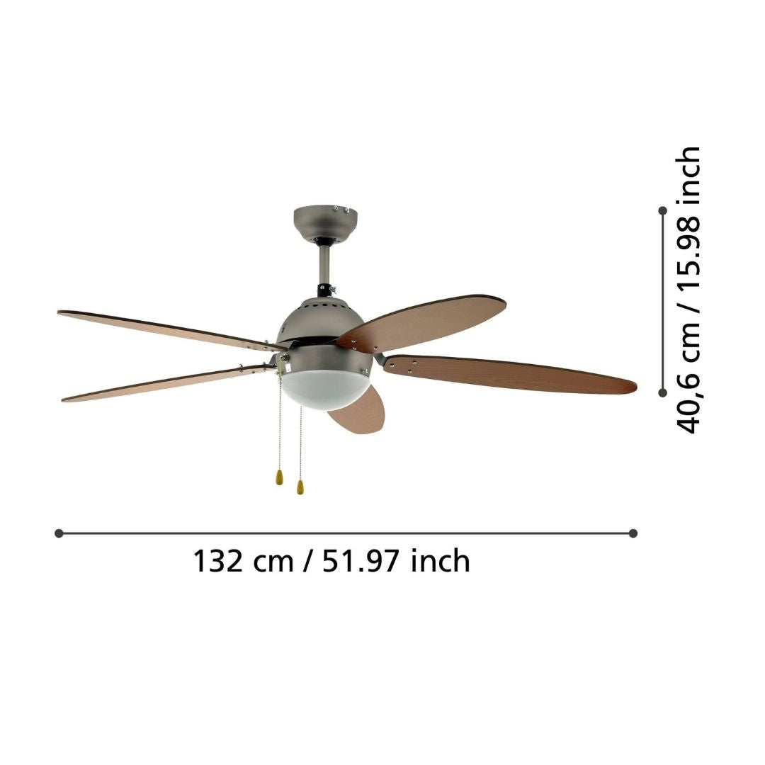 Susale Nickel & Wood Ceiling Fan Light