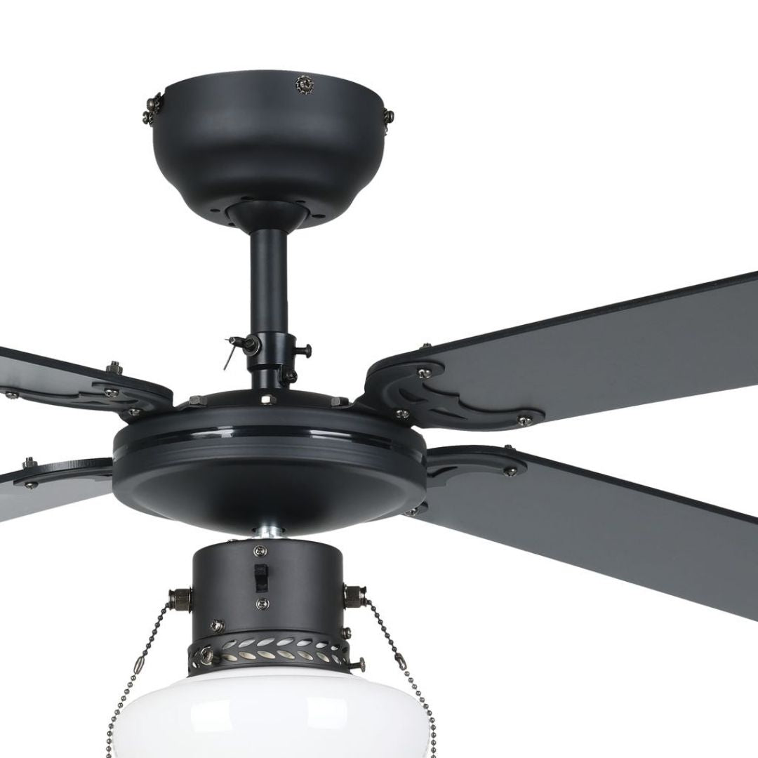 Fortaleza Matte Black Ceiling Fan Light
