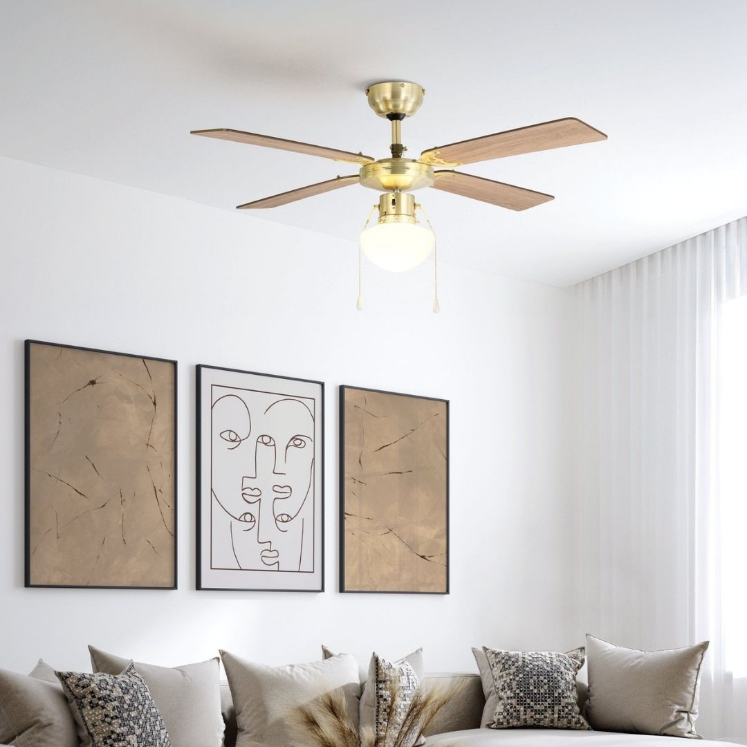Fortaleza Bronze & Wood Ceiling Fan Light