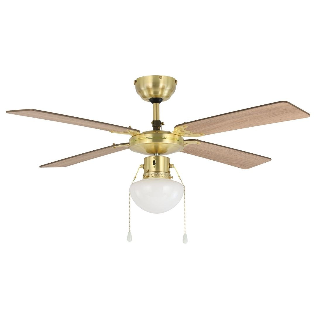 Fortaleza Bronze & Wood Ceiling Fan Light