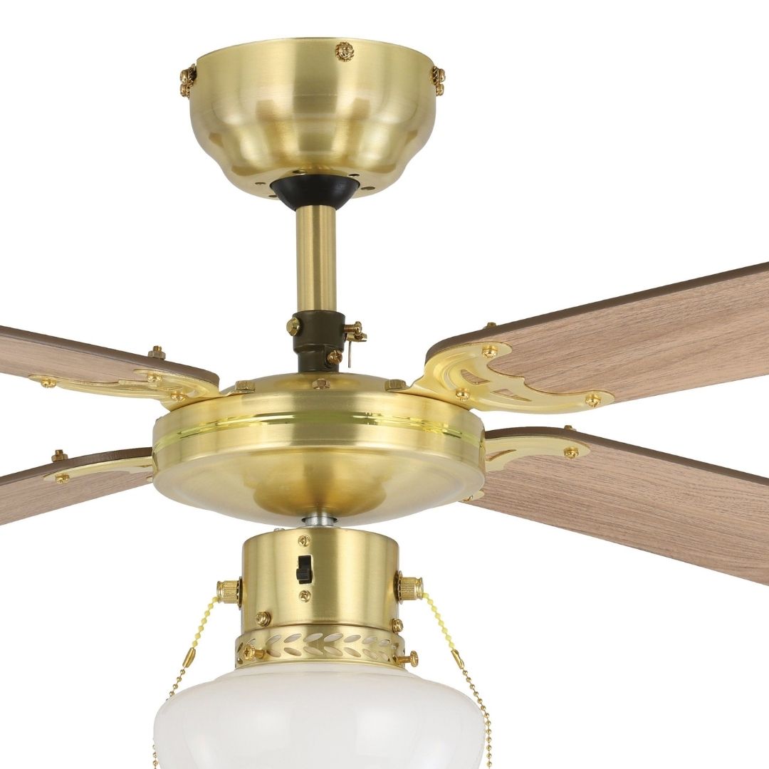 Fortaleza Bronze & Wood Ceiling Fan Light