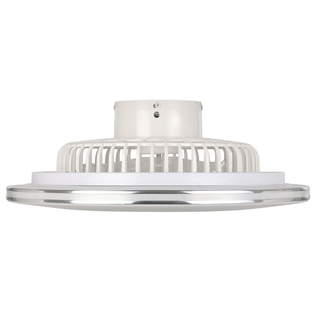 Lovisca White & Silver LED Ceiling Fan Light