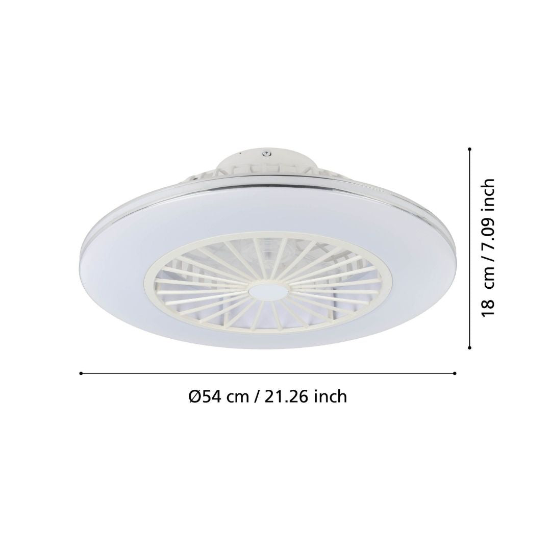 Lovisca White & Silver LED Ceiling Fan Light