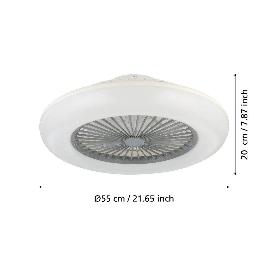 Sayulita White & Grey LED Ceiling Fan Light Large