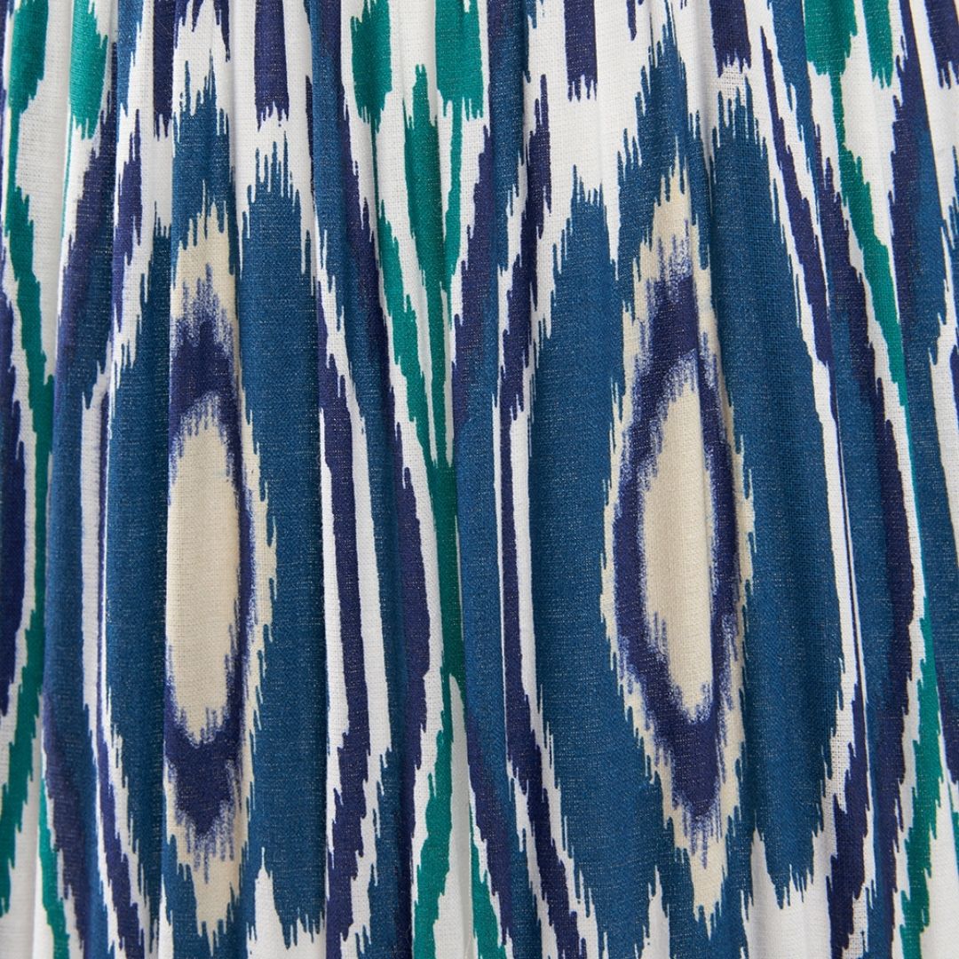 Izara 40cm Blue Ikat Pleated Tapered Shade