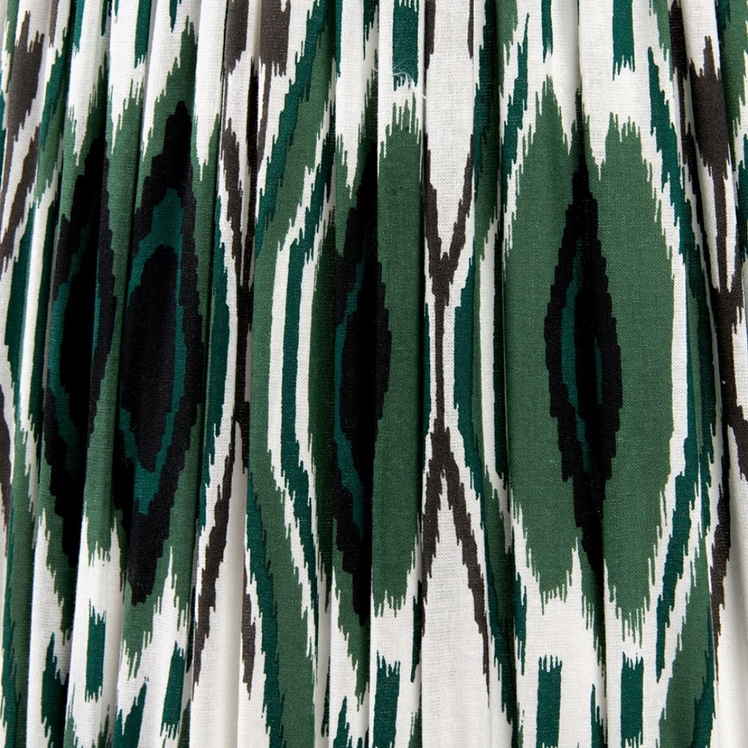Izara 40cm Green Ikat Pleated Tapered Shade