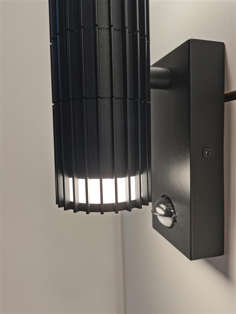 Detroit 2-Light Black PIR Outdoor Wall Light