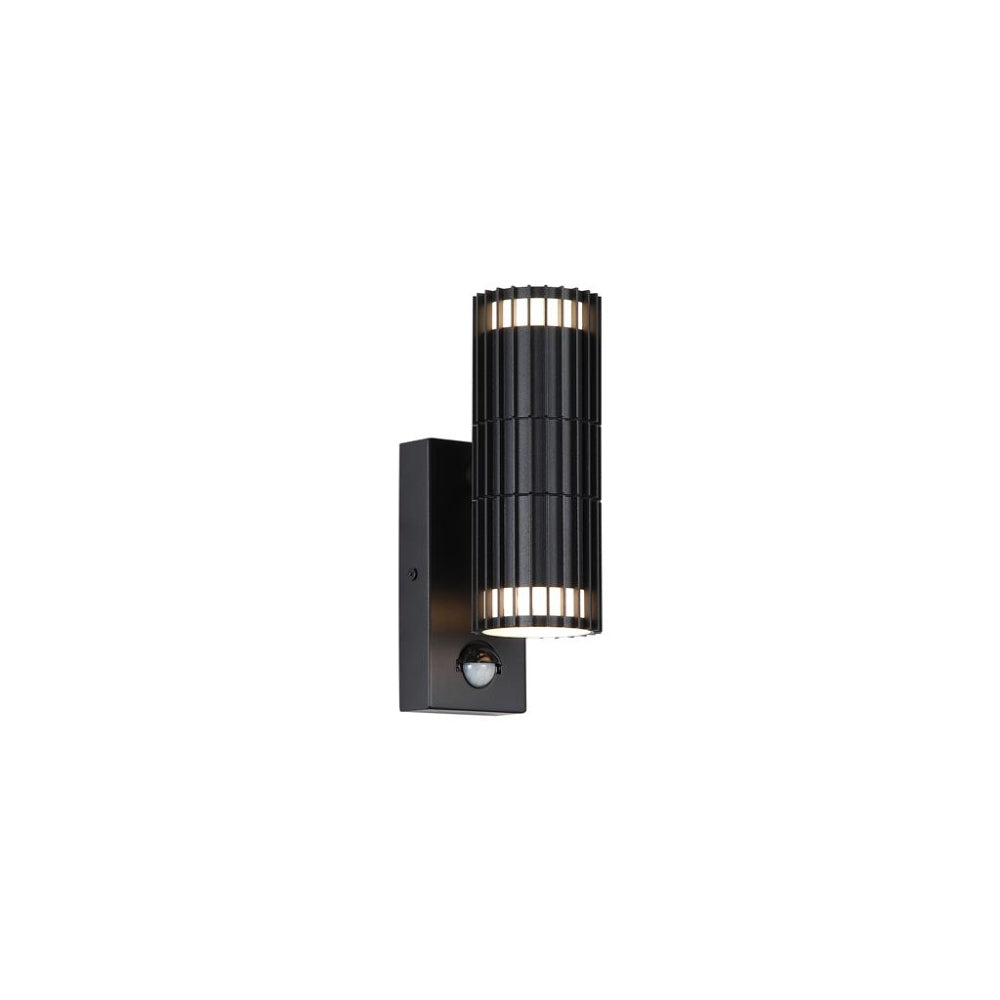 Detroit 2-Light Black PIR Outdoor Wall Light