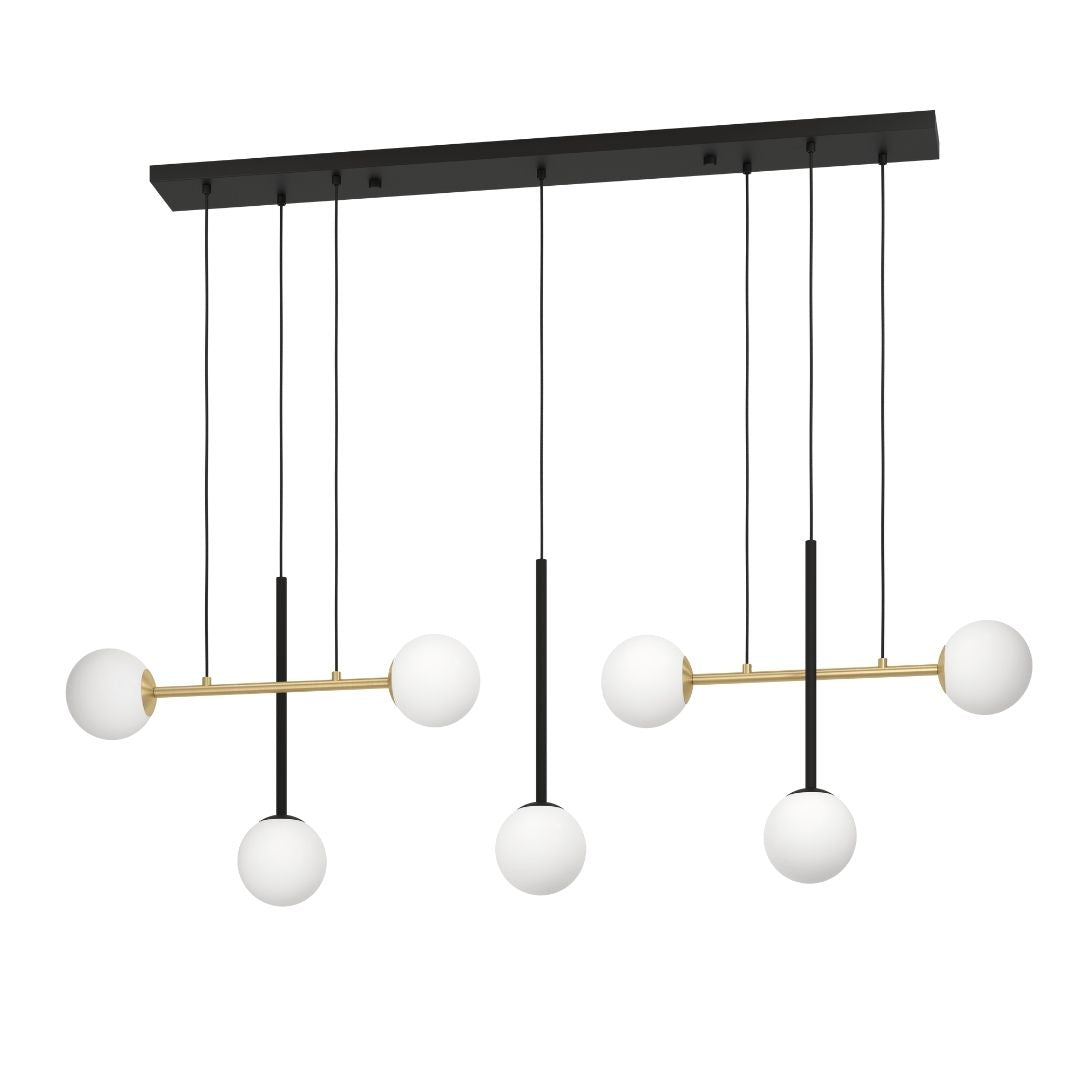 Paz Black and Gold Pendant Bar with Opal Glass