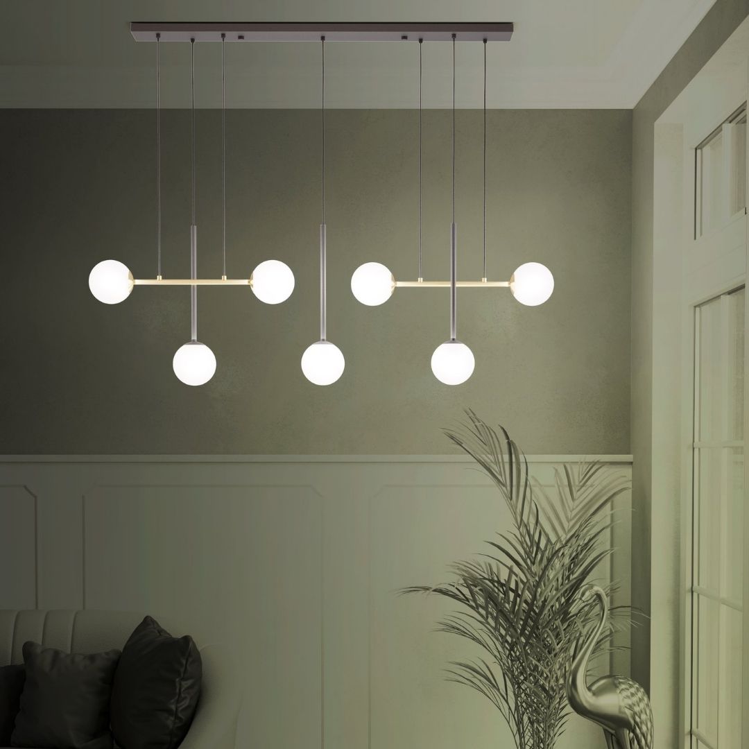 Paz Black and Gold Pendant Bar with Opal Glass