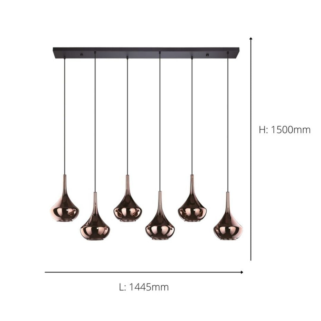 Almoster 6 Light Copper Ceiling Pendant Bar