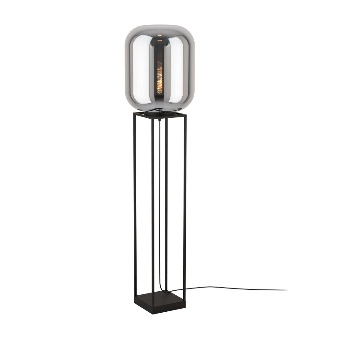 Bulciago Black & Smoked Glass Floor Lamp