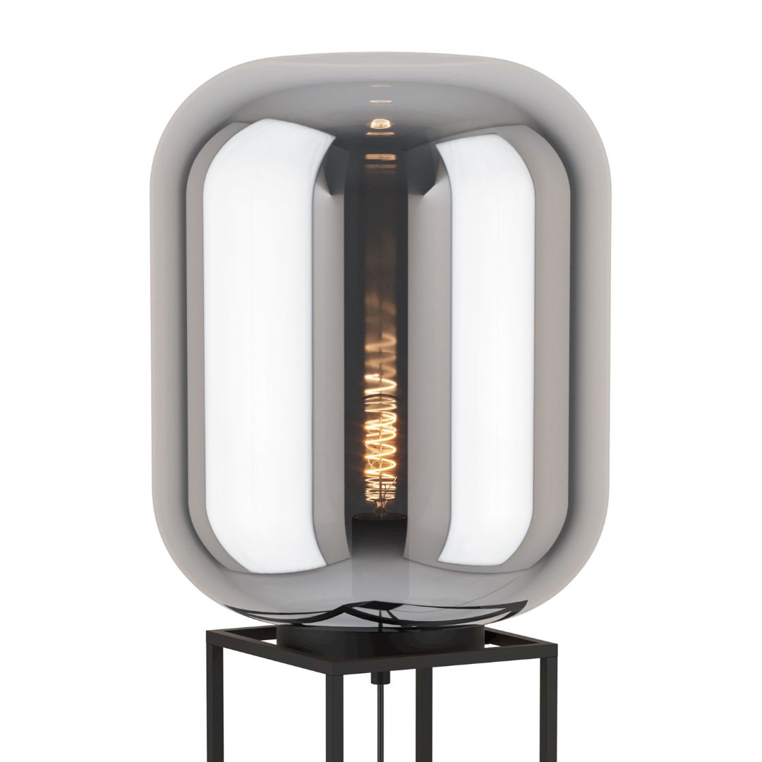 Bulciago Black & Smoked Glass Floor Lamp
