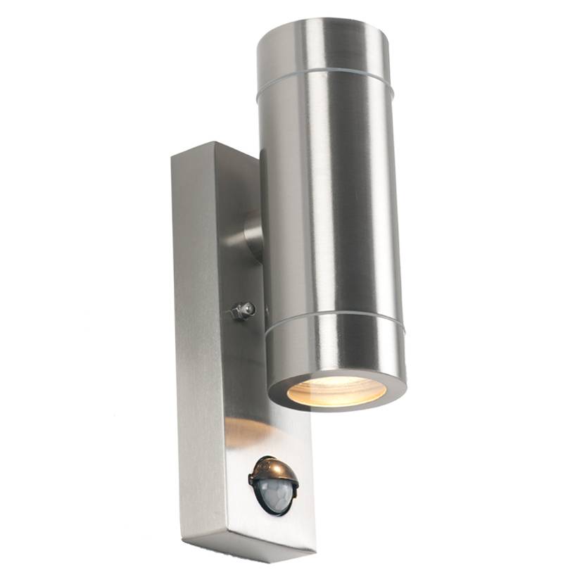 Lantana Silver PIR Dual Up/Down Light Sensor Outdoor Wall Light