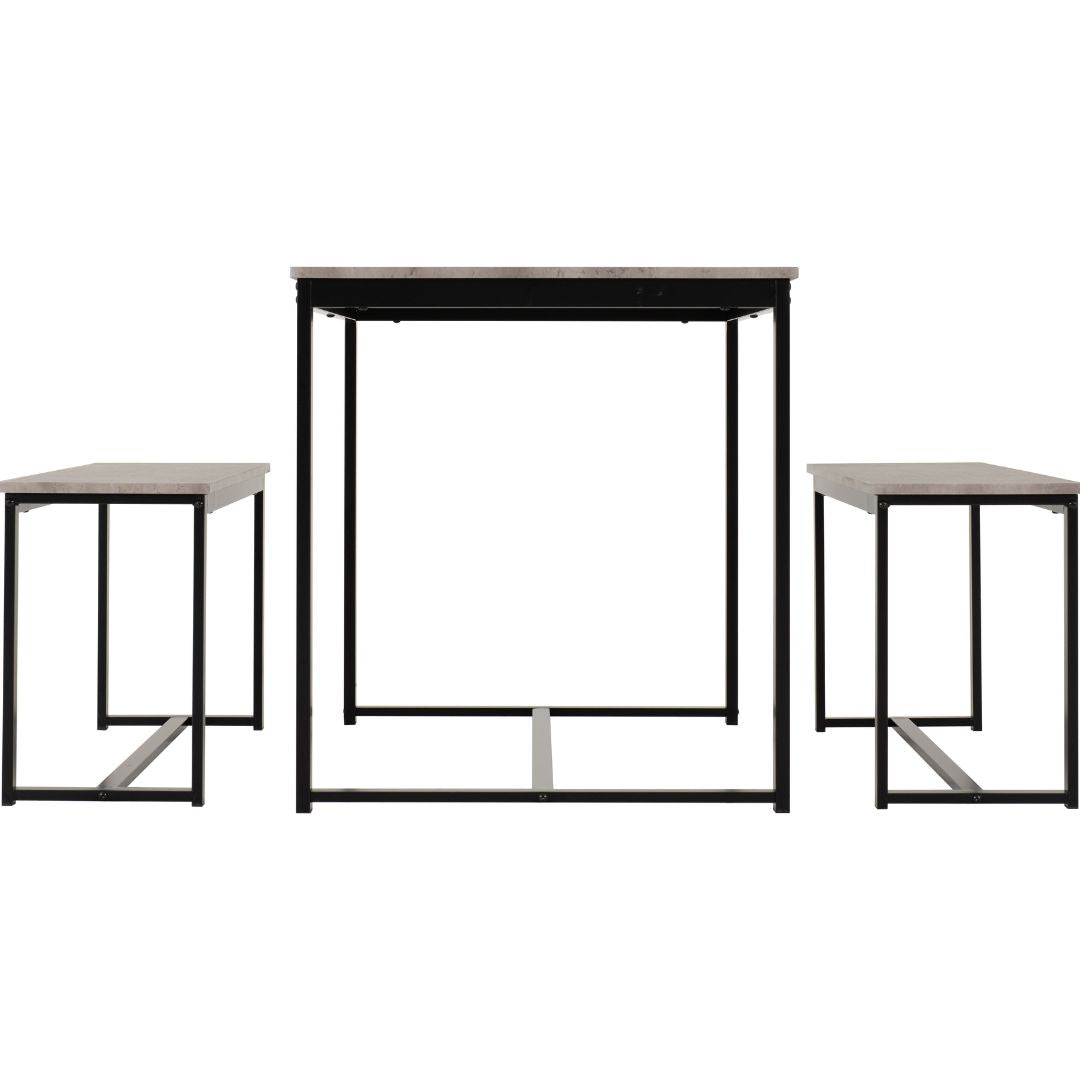 Nevada Dining Table and 2 Benches Set