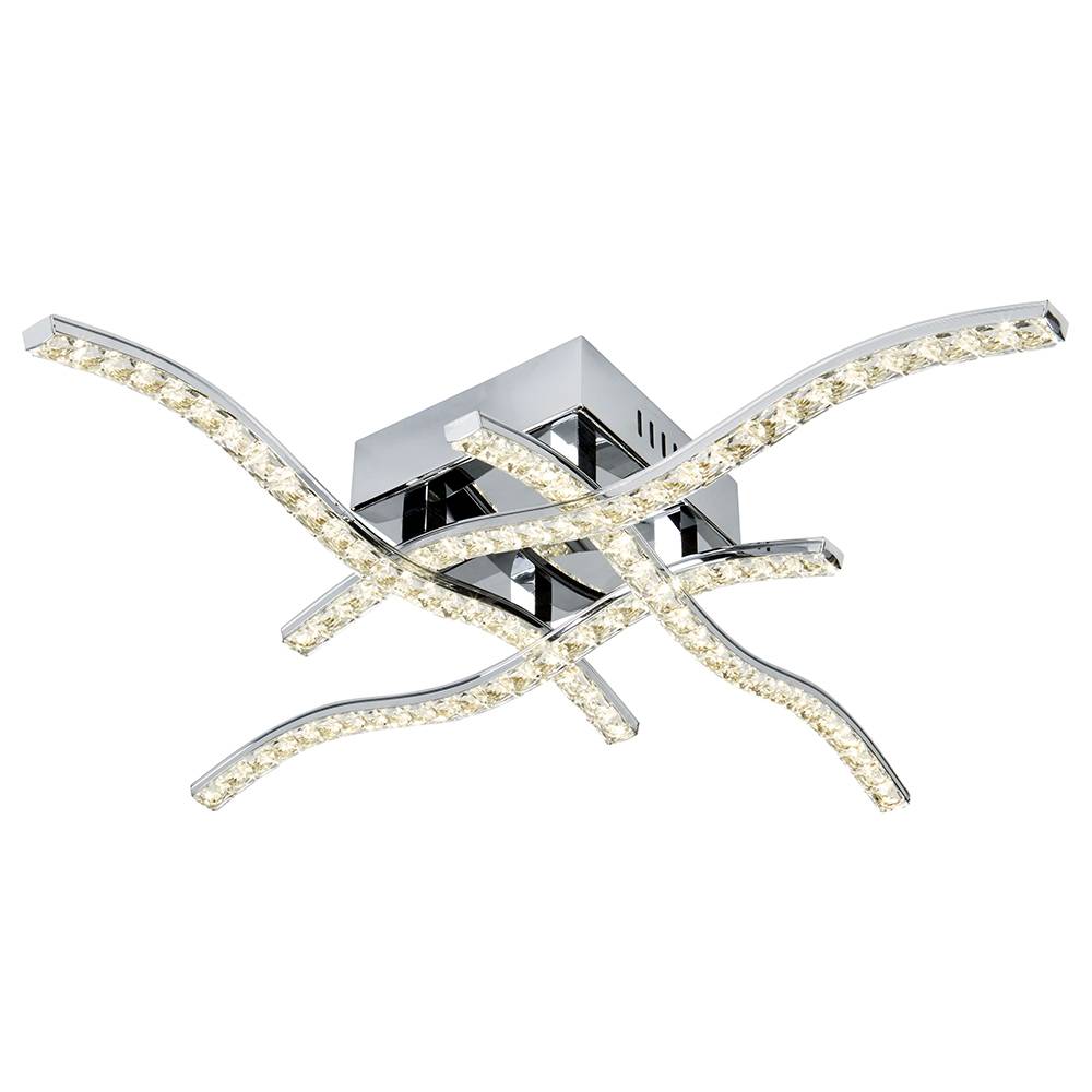 4 Arm LED Flush Ceiling Light Polished Chrome