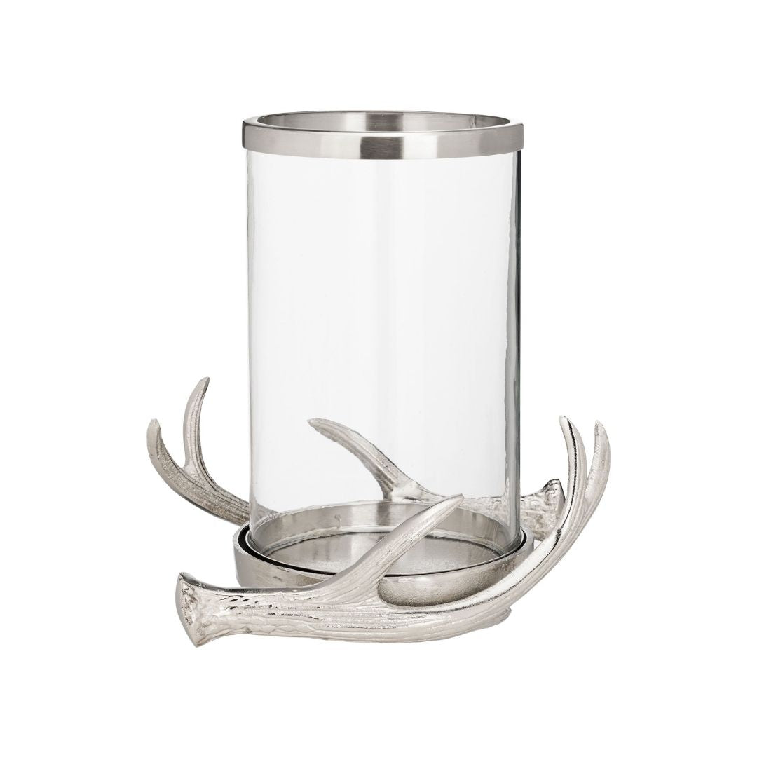 Selising Silver Antler Glass Candle Holder