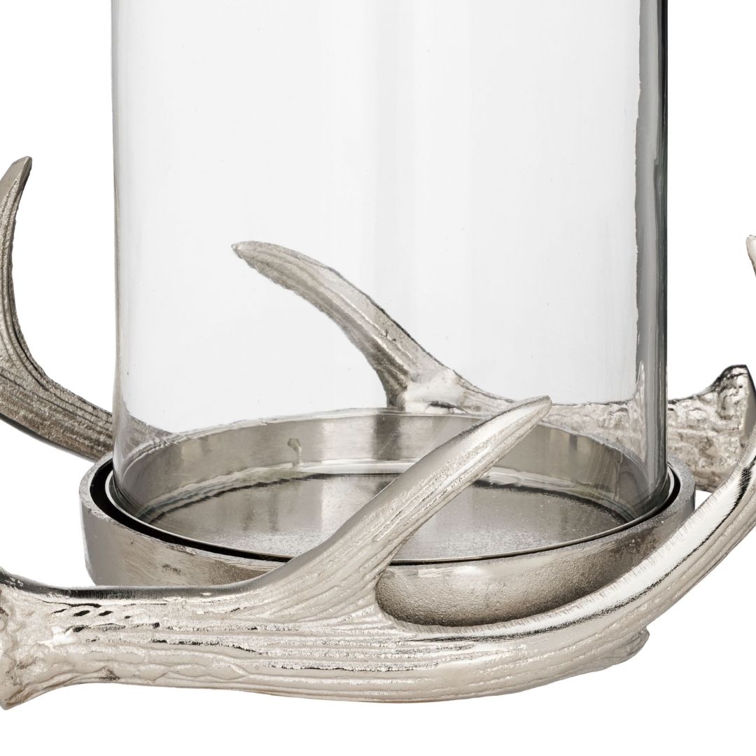 Selising Silver Antler Glass Candle Holder