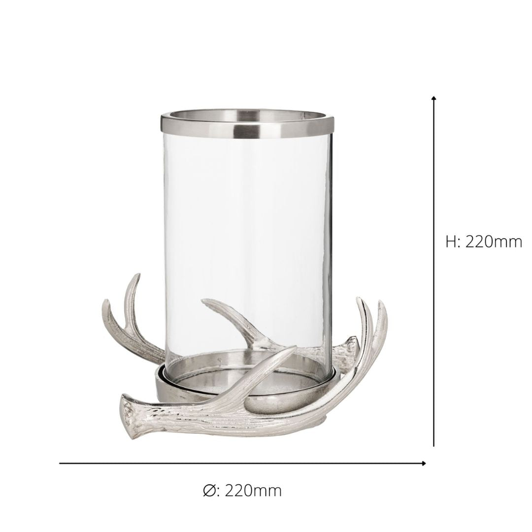 Selising Silver Antler Glass Candle Holder