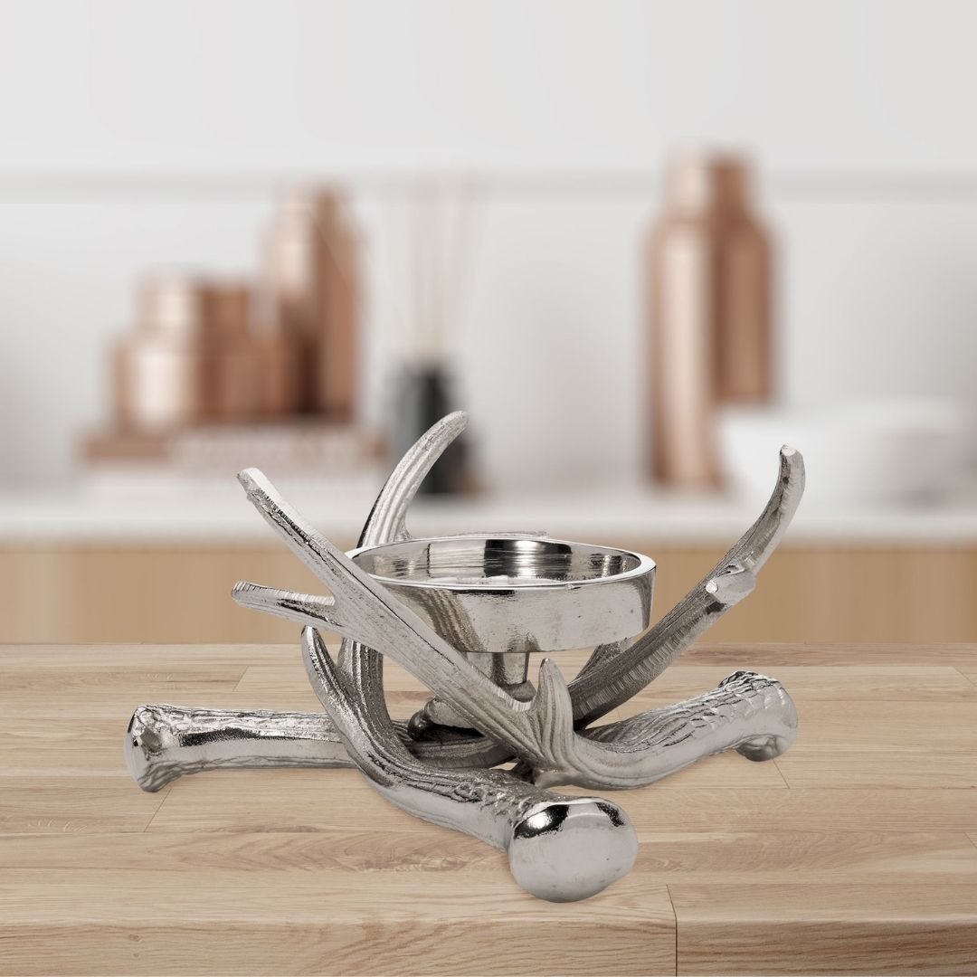 Selising Silver Antler Tealight Candle Holder