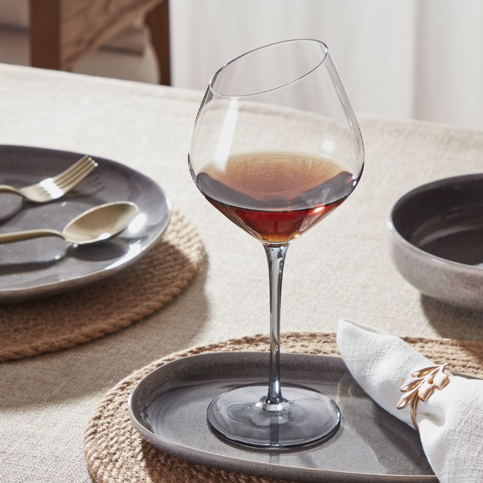 Red Wine Glass with Angled Rim