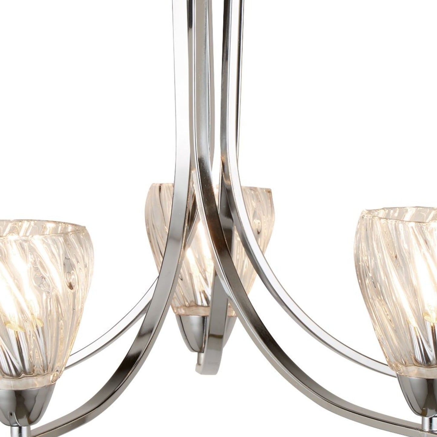 Ascona 5-Light Polished Crome and Glass Semi-Flush Chandelier