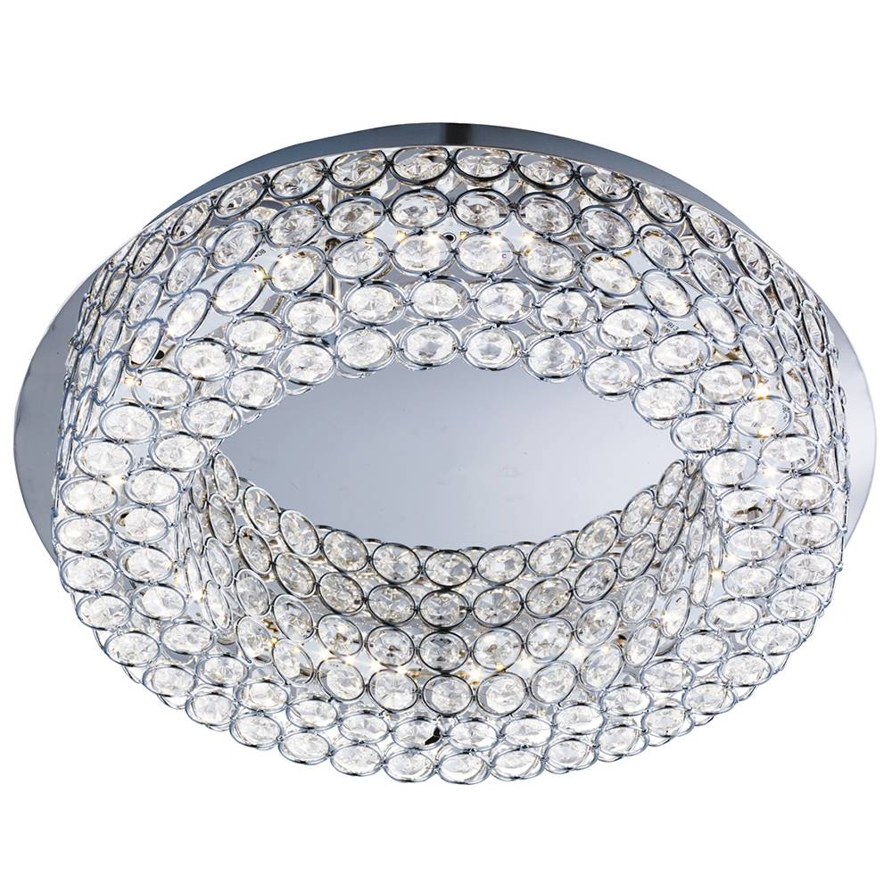 Vesta Polished Chrome & Crystal LED Flush Ceiling Light