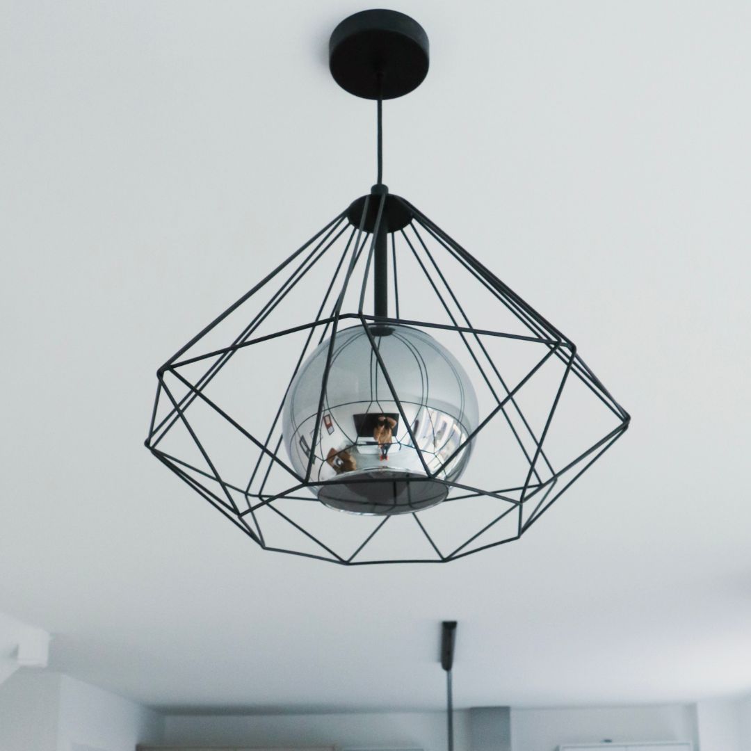 Vernham Opal and Black 1 Light Ceiling Pendant