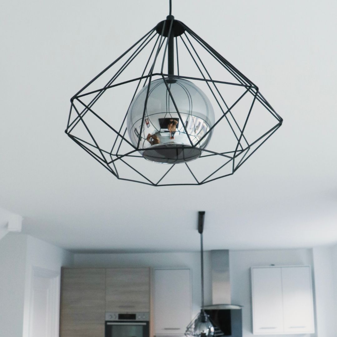Vernham Opal and Black 1 Light Ceiling Pendant