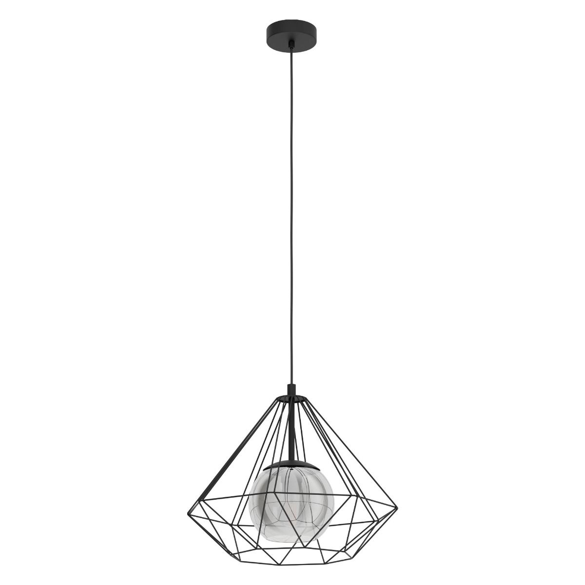 Vernham Opal and Black 1 Light Ceiling Pendant