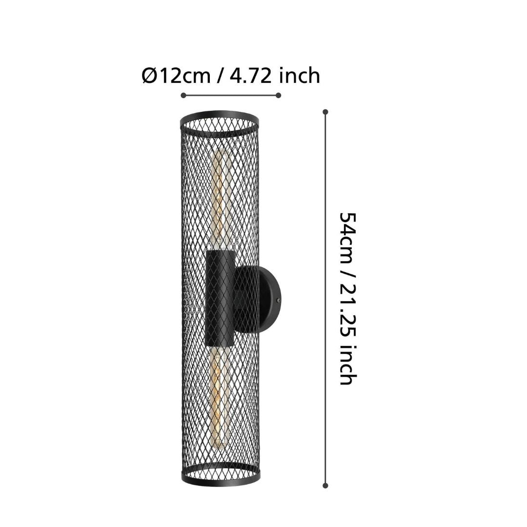Redcliff 2 Light Black Wall Light