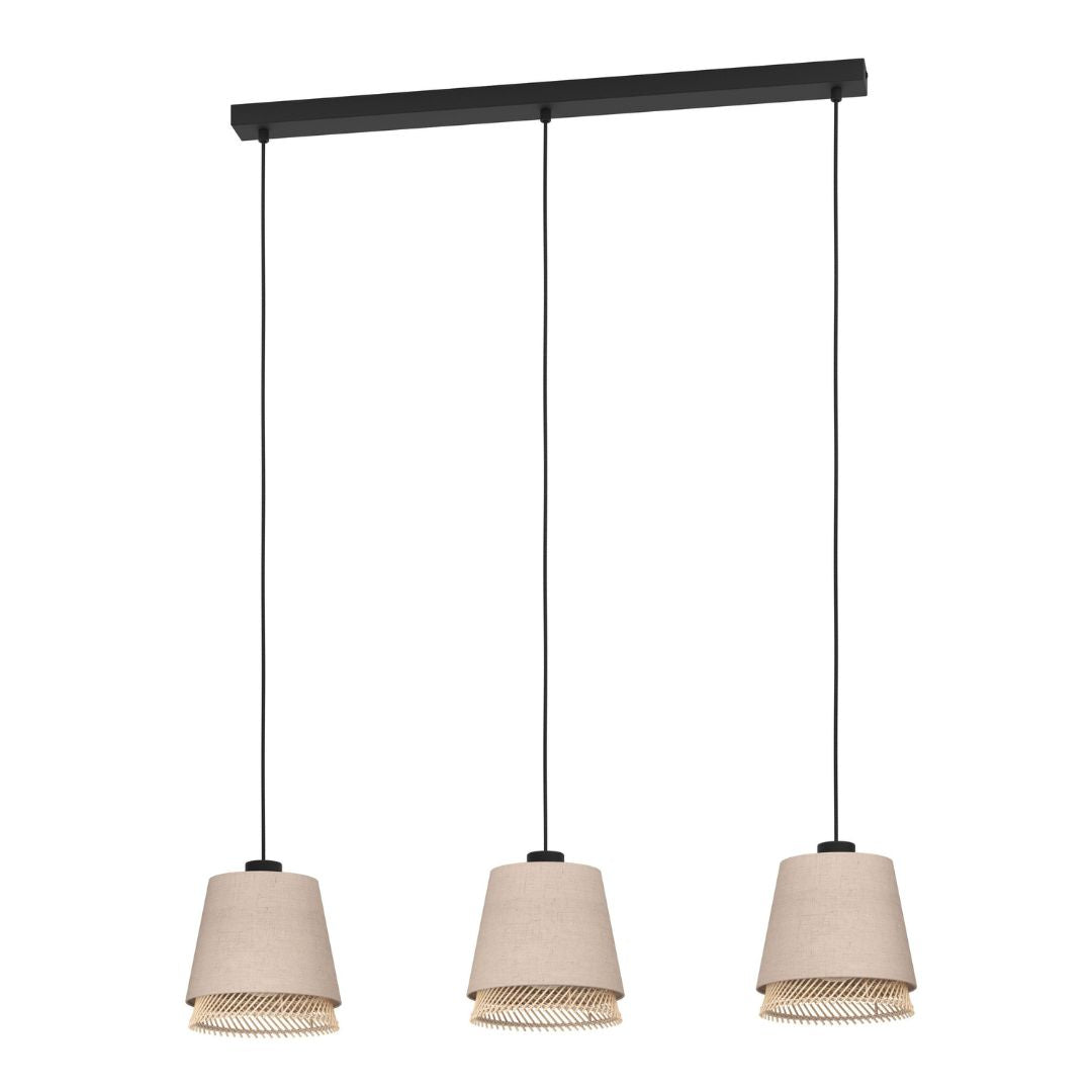 Tabley 3 Light Natural Bamboo Pendant Ceiling Bar