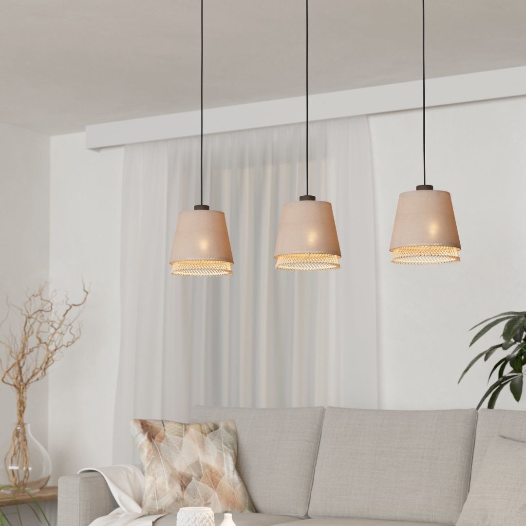 Tabley 3 Light Natural Bamboo Pendant Ceiling Bar