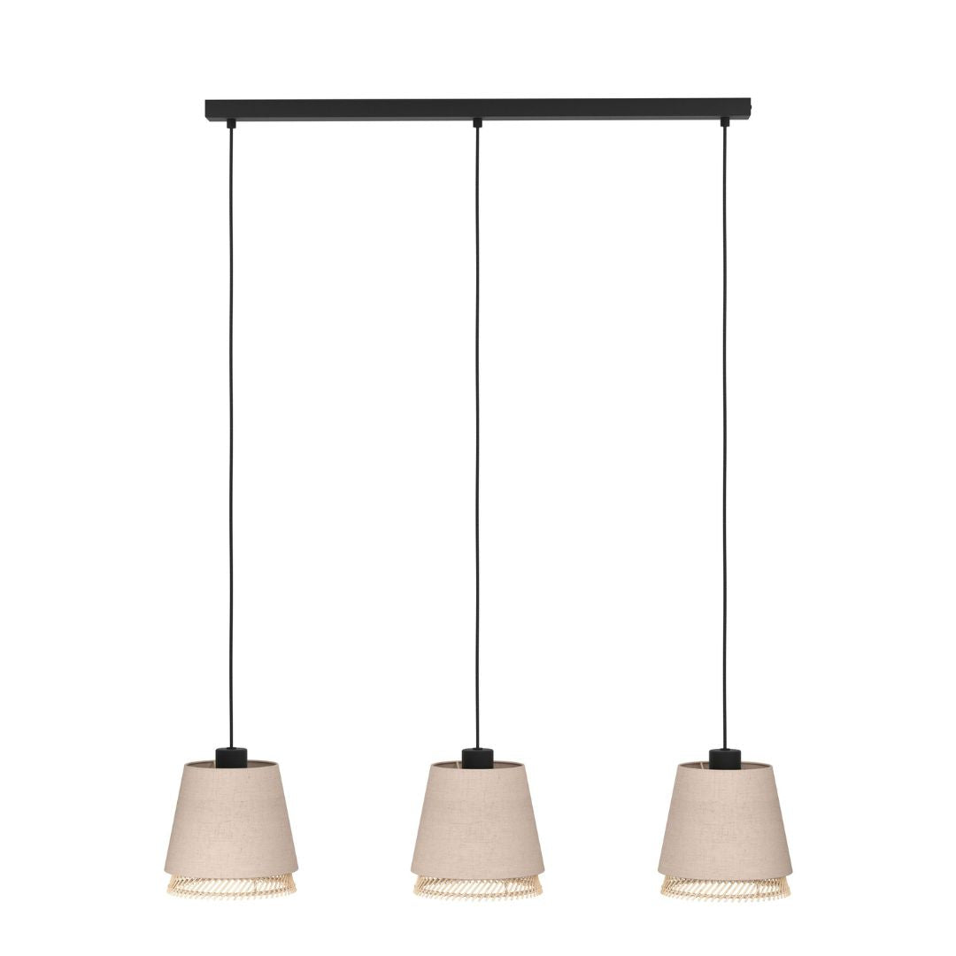 Tabley 3 Light Natural Bamboo Pendant Ceiling Bar