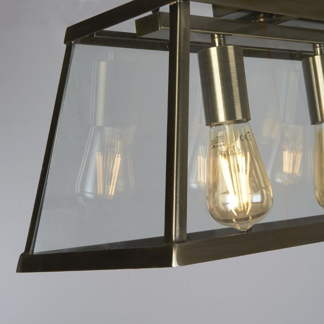 Voyager 5 Light Antique Brass Flush or Pendant Ceiling Light