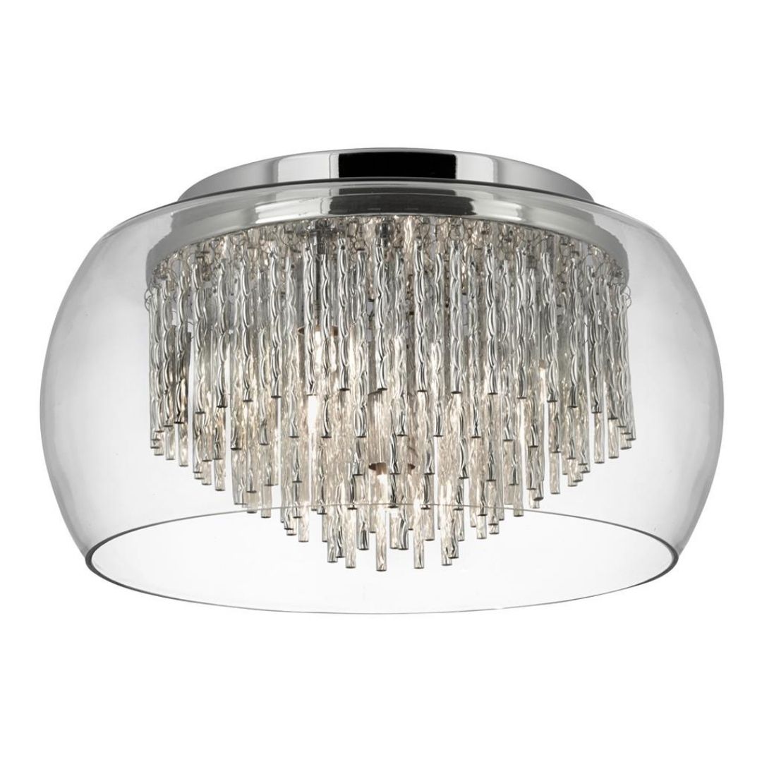 Curva 4 Light Chrome and Glass Flush Ceiling Light