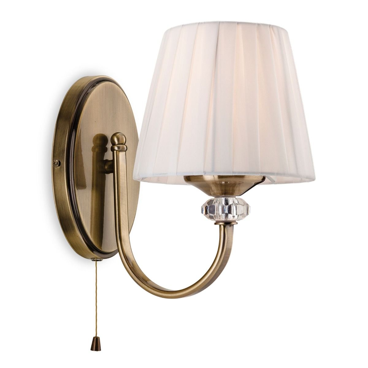 Langham Antique Brass and Cream Wall Light