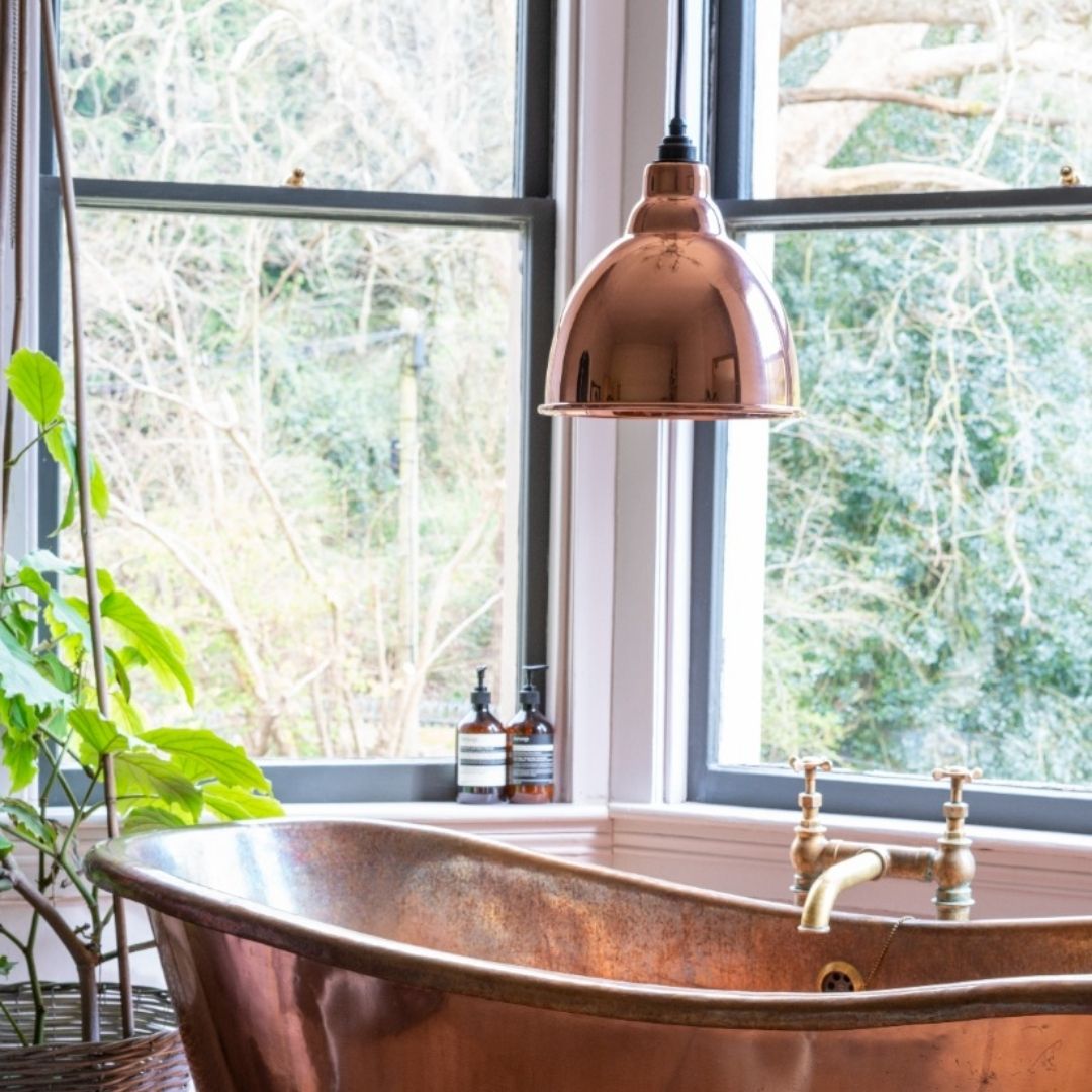 From the Anvil Hammered Copper Brindley Pendant Ceiling Light