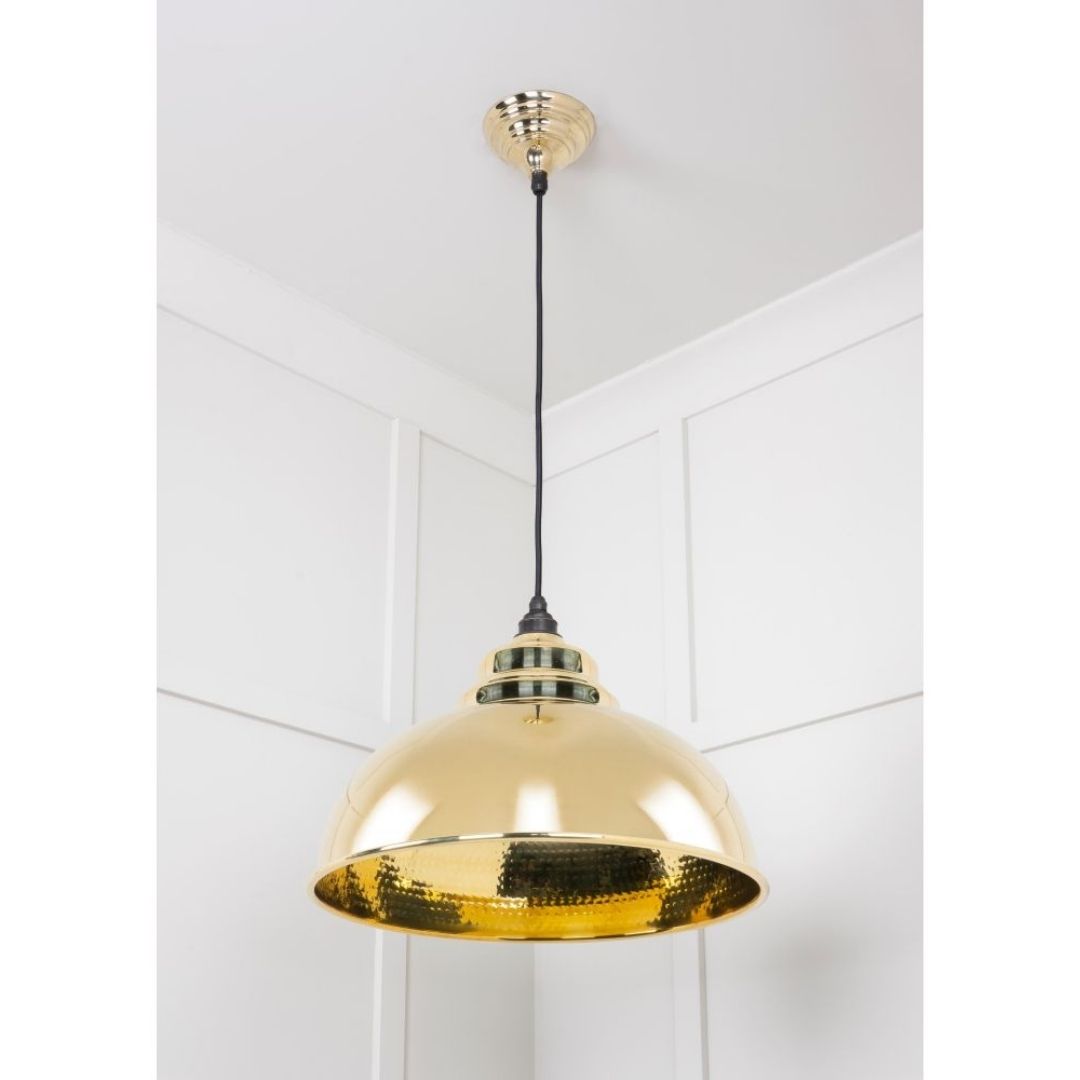 From the Anvil Hammered Brass Harborne Pendant Ceiling Light