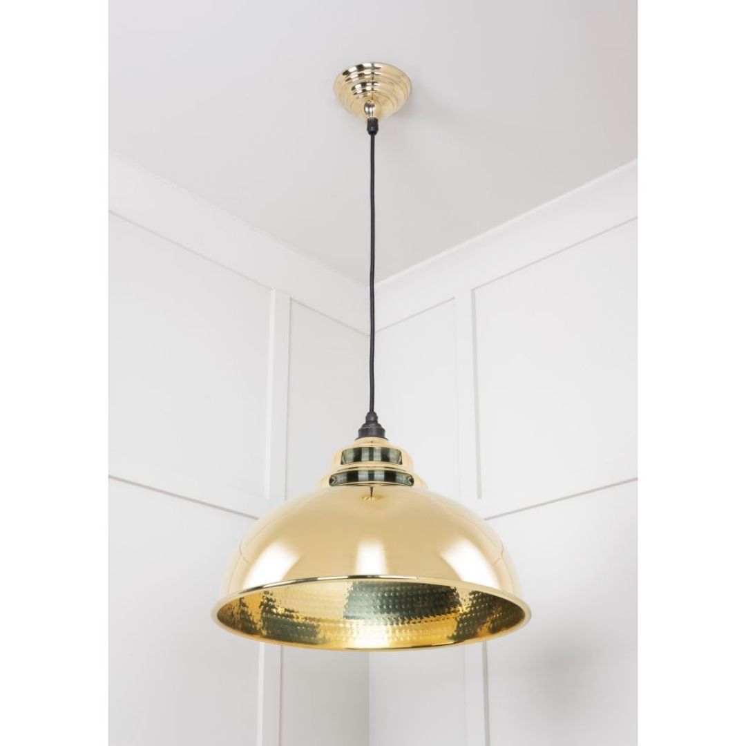 From the Anvil Hammered Brass Harborne Pendant Ceiling Light