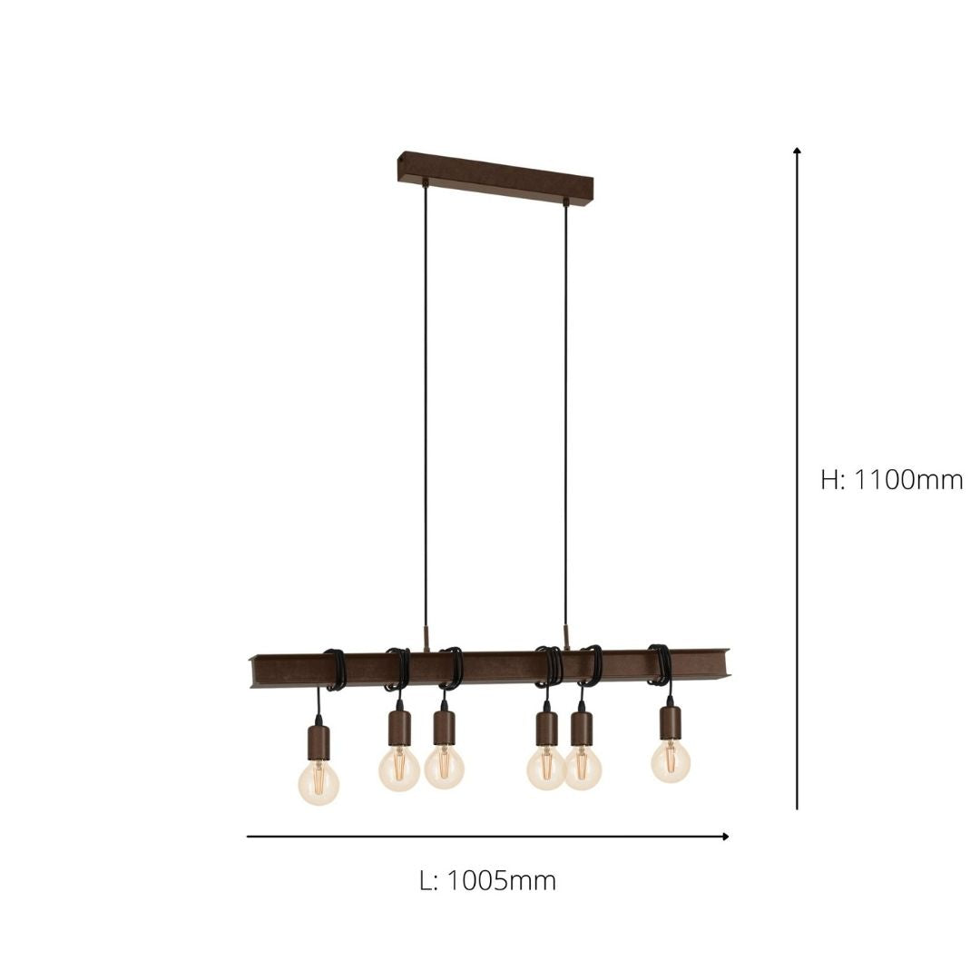 Townshend Steel 6 Light Ceiling Bar