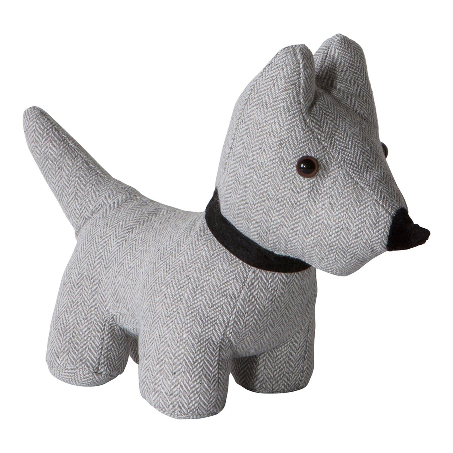 Dog herringbone Grey Doorstop